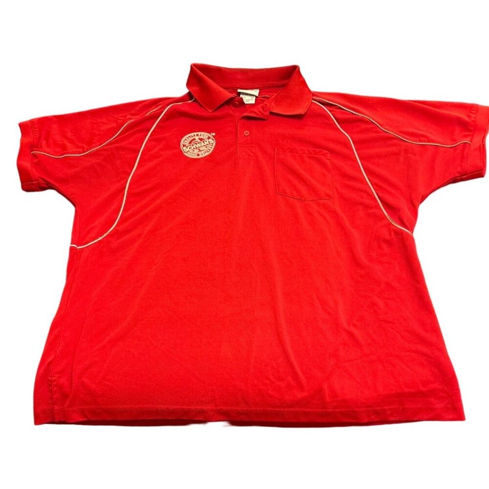 Wearguard Mens Red Polo Shirt 1XLR 100% Polyester With Pocket & White Piping